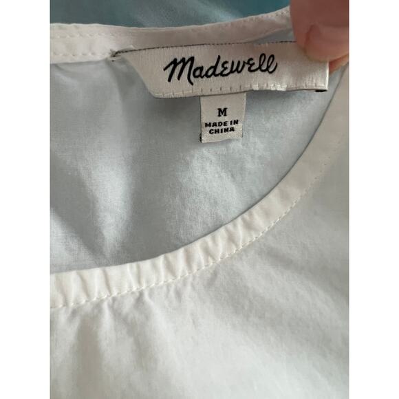 Madewell crisp white Poplin tiered sleeve blouse - Picture 5 of 6